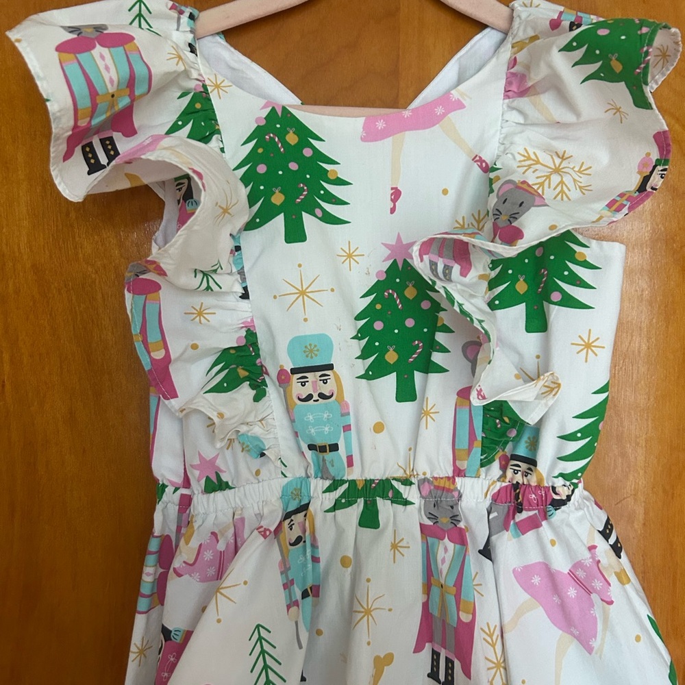 Eleanor Rose Festive Nutcracker Dress - White, Green, Pink - Picture 3 of 4